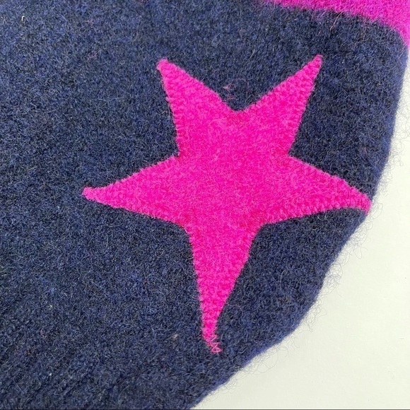 Rare! NEW Banbutsu 100% Wool Barbie Pink Purple Navy Striped Star Hoodie Shirt - Picture 9 of 14